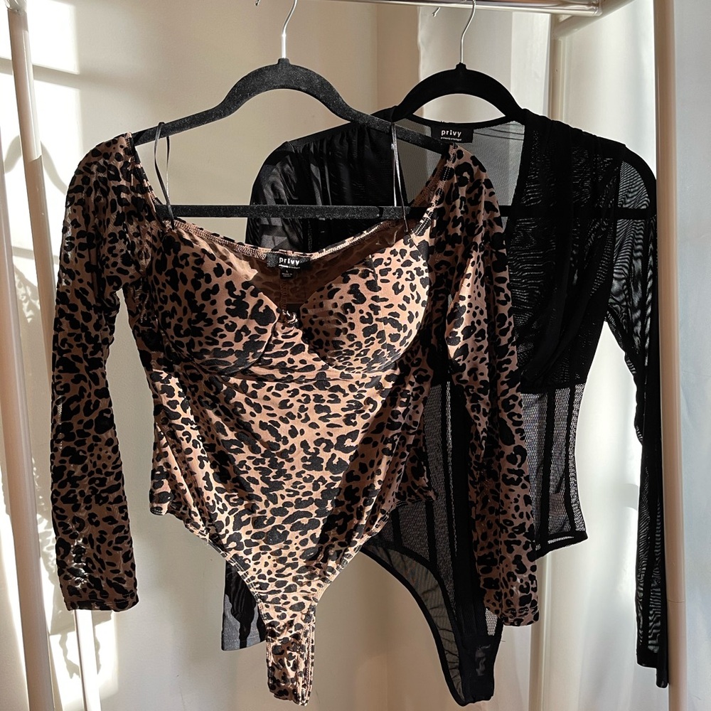 NWT Leopard print off the shoulder bodysuit top size small medium large - Picture 4 of 4